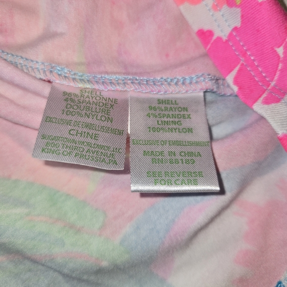 Lilly Pulitzer Pink and Green Floral Mini Dress Keyhole Neck Women's Size Medium - Picture 4 of 10